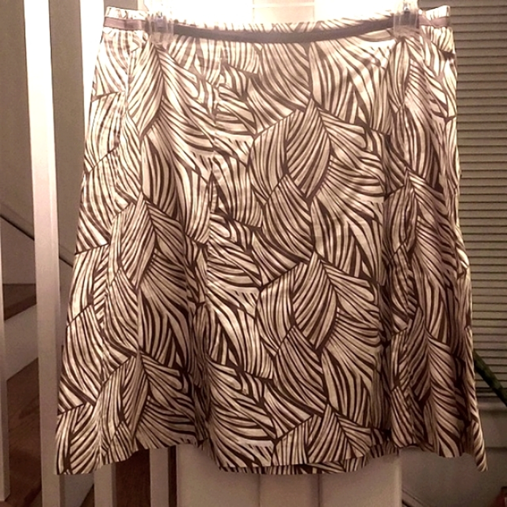 Vintage Talbots 90s Y2K Tropical Print Tan Zip Skirt Size VTG 16/Modern